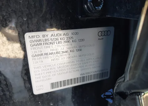 2021 Audi Q3 Premium Plus 45 Tfsi S Line Quattro Tiptronic z USA, uszkodzony, nr VIN WA1EECF32M1046174